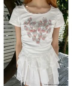 MIIA ハローキティTシャツ ホワイト 白 平成 y2k ハート フリルのサムネイル