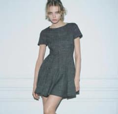 ZWコレクション ショート丈フレアワンピース グレー ZARA 新品タグ付き