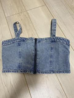 デニム クロップトップ シャーリングのサムネイル