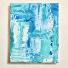 抽象的な油彩画 風景 抽象的なカラフル風景画。油絵は紙に水の色のテクニックを