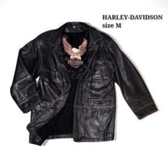 HARLEY-DAVIDSON ブラック レザージャケット カーコート M 刺繍 - メルカリ