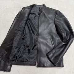 美品◇LIDNM リドム 羊革 シープレザー シングルライダース ブラック L