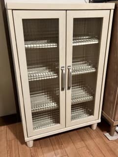 【ベルメゾン】チェッカーガラス扉 キャビネット 食器棚のサムネイル