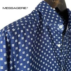 MESSAGERIE/格子小紋/ネイビーコットンシャツ MESSAGERIE/格子小紋/ネイビーコットンシャツ - メルカリ