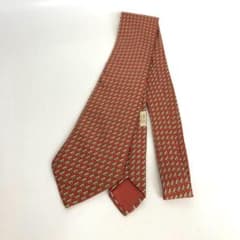 HERMES エルメス シルク 総柄 ネクタイ オレンジ パターン柄 総柄のサムネイル