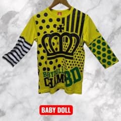 BABYDOLL 七分袖 Tシャツ 王冠柄 派手プリント ユニセックス Sのサムネイル