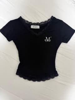 MUCENT レーストリム 半袖Tシャツ ブラックのサムネイル