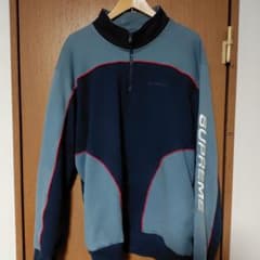 SUPREME ジップアップ スウェット ネイビー/グレー - メルカリ