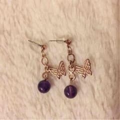 ピアス 蝶 アメジストのサムネイル