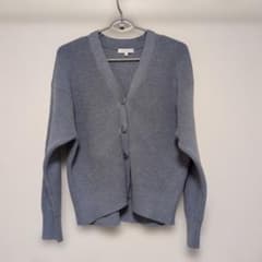 GLOBAL WORK ラメ入り Vネックカーディガン ブルー L