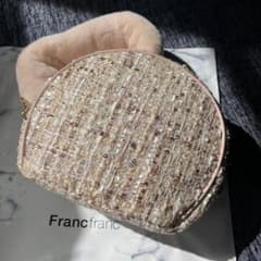 【新品 未使用】Francfranc ベージュ ラウンドポーチピンク系のサムネイル