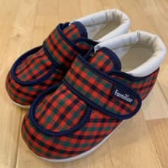 【試着のみ】familiar チェックスニーカー　13.5cmのサムネイル
