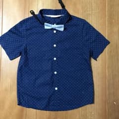 ゆうママ様専用☆ドットシャツ 蝶ネクタイ 115のサムネイル