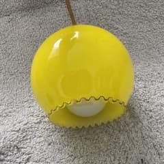 ペンダントライト 昭和 レトロ ナショナル ガラス フリル イエロー 照明 ペンダントライト 昭和 レトロ ナショナル ガラス フリル イエロー
