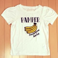 バナナ刺繍Tシャツ パフスリ 白Tのサムネイル
