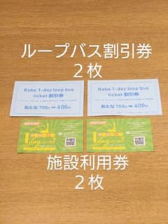 神戸街めぐり1dayクーポン　施設利用券２枚　ループバス割引券２枚のサムネイル