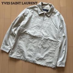 イヴ・サンローラン スイングトップジャケット Mベージュ ワンポイント刺繍 イヴ・サンローラン スイングトップジャケット Mベージュ ワンポイント