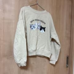猫プリント トレーナー ベージュ140のサムネイル