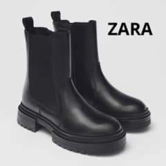 ZARA ザラ トラックソール サイドゴア ショートブーツ 36 厚底ブーツ