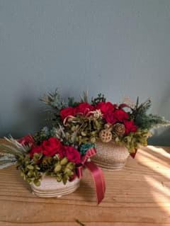 プリザーブドフラワーアレンジNo.194　クリスマスアレンジ3 2点セット