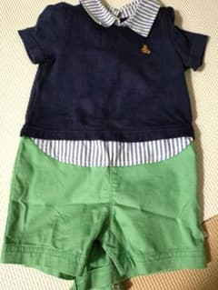 baby GAP 襟付き ロンパース 70cm ネイビー×グリーンのサムネイル