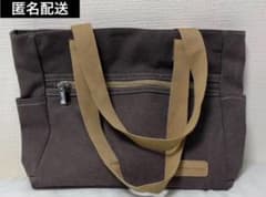 キャンバス トートバッグ 自立 A4 大容量　ジッパー式　グレーのサムネイル