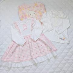 クーラクール ワンピース トップス 90cm 3点 うさぎ ピンク チェックのサムネイル