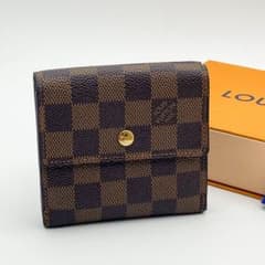 極上美品】 ルイ・ヴィトン ダミエ Wホック 二つ折り財布 ブラウン