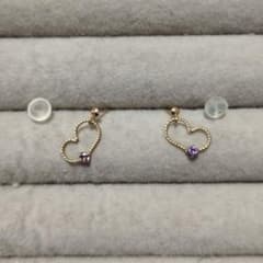 ハート　ピアス　アメジストのサムネイル