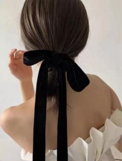 ブラックリボン　ヘアアクセサリーのサムネイル