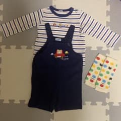 ミキハウス　サロペット　ロンT    レッグウォーマー　70〜80㎝のサムネイル