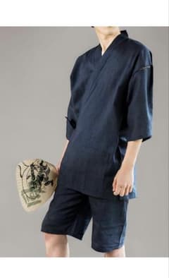 京都きもの町 オリジナル メンズ 甚平 S/M/L/LL/3L/4L 綿麻甚のサムネイル
