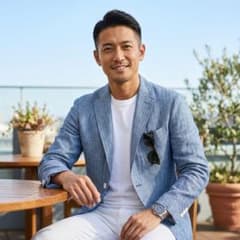 H37*타케오키쿠치☆리넨☆테일러드 재킷☆헤링본☆블루☆2