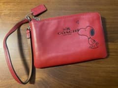 COACH スヌーピー レッドポーチ リストレット 赤 小銭入れ カード入れ