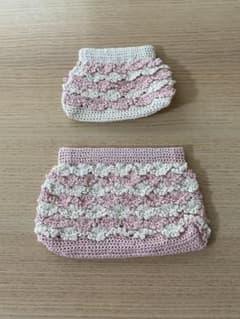 ハンドメイド ポーチ 2点セット ピンクのサムネイル