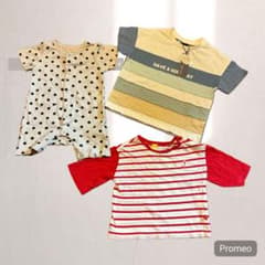 ブランドベビー服 3点セット petit main 他　シャツ　ロンパースのサムネイル