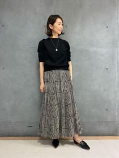 Ballseyコットンボイルプラッドランダムワッシャープリーツ ロング