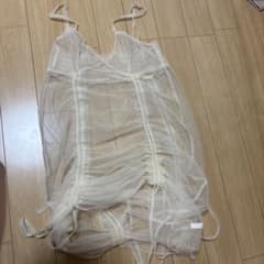 シアー素材 ギャザー キャミワンピース ホワイトのサムネイル