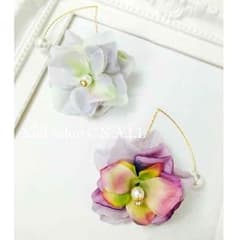 パープルフラワーロングピアス♡（ストーン二種類、色違いたくさんあります！）のサムネイル