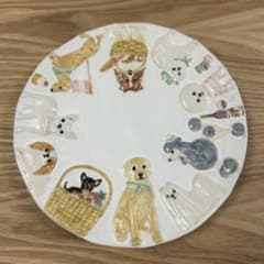 作家　陶芸作家　人気作家　うつわやみたす　プレート　希少　犬　ホワイト 作家 陶芸作家 人気作家 うつわやみたす プレート 希少 犬 ホワイト