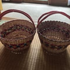 アンティーク手編みバスケット 2個セット - メルカリ