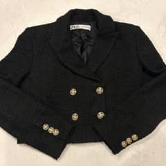 ZARA ブラック ダブルブレストジャケットのサムネイル