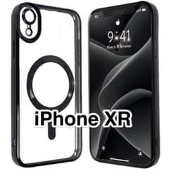 iPhone XR 케이스 클리어 투명 TPU 블랙 Magsafe 카메라 렌즈 보호