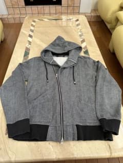 グレー フード付き ジッパーパーカーのサムネイル