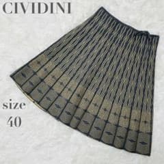 チビディーニ　CIVIDINI ニットスカート44新品同様 CIVIDINI チヴィディーニ ニットスカート 総柄 モノトーン ウール 40