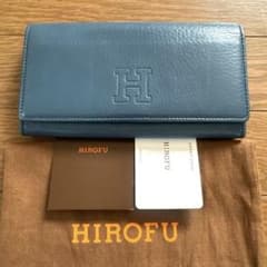 HIROFUヒロフ二つ折り長財布オールレザーブルー - メルカリ