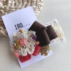 ヘアクリップ インド刺繍リボン 毛糸 ビーズ 個性的 大人可愛い バレッタのサムネイル
