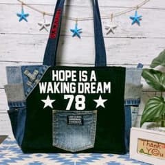 Marimokun様専用★ブラックTシャツデニムリメイクバッグのサムネイル