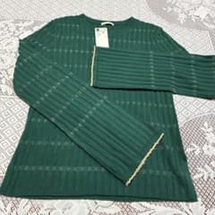 《新品》GU リブフレアスリーブセーター 長袖 グリーン S