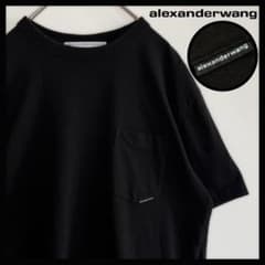 超人気】アレキサンダーワン/ポケットTシャツ/タブロゴ/ブラック/M 